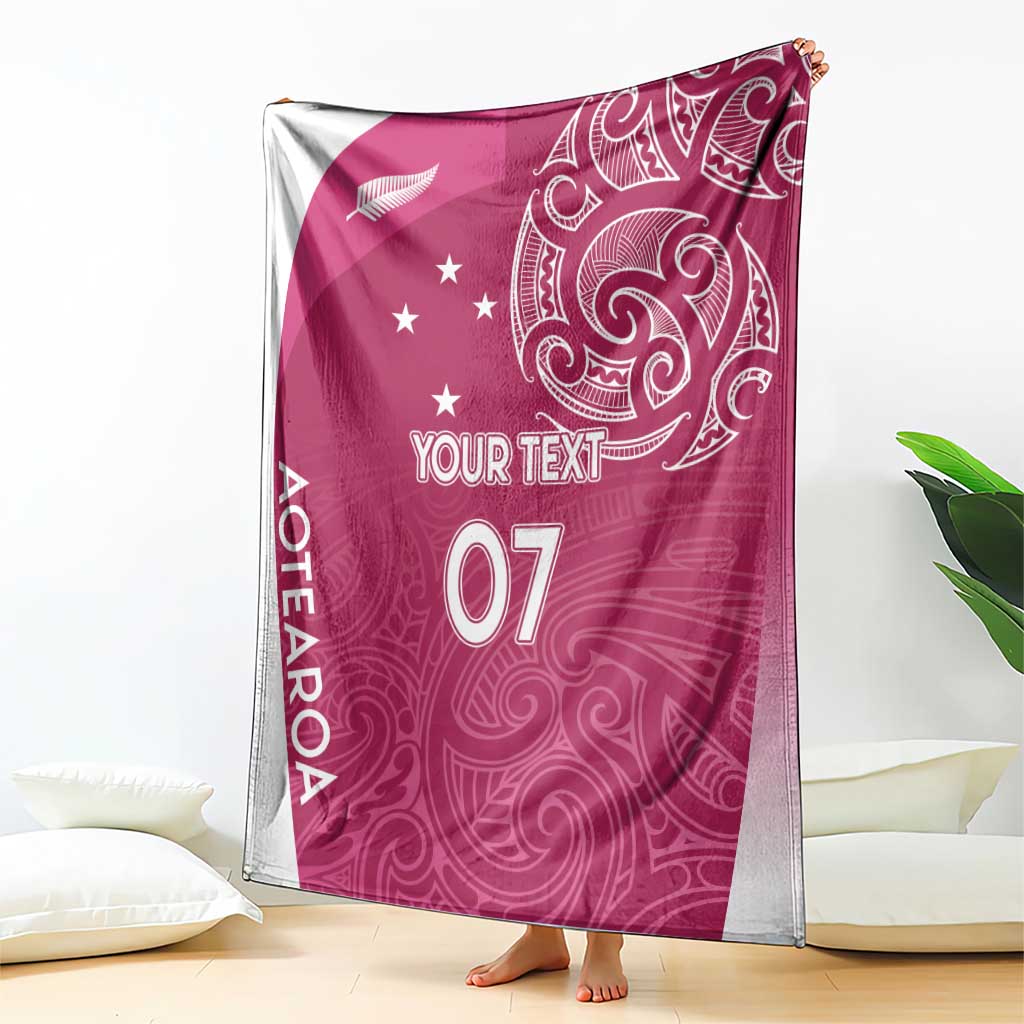 Personalised New Zealand Rugby Blanket Aotearoa Champions - Pink Version LT7 - Polynesian Pride