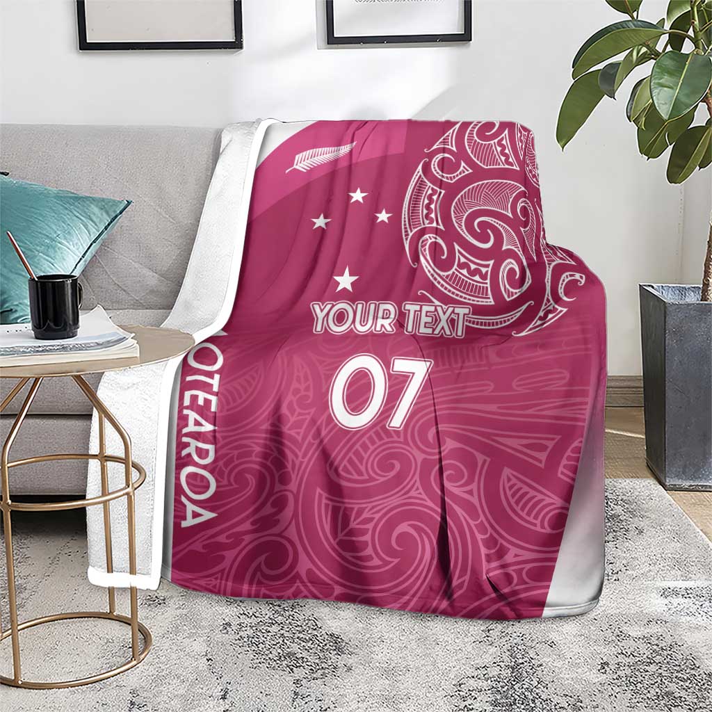 Personalised New Zealand Rugby Blanket Aotearoa Champions - Pink Version LT7 - Polynesian Pride