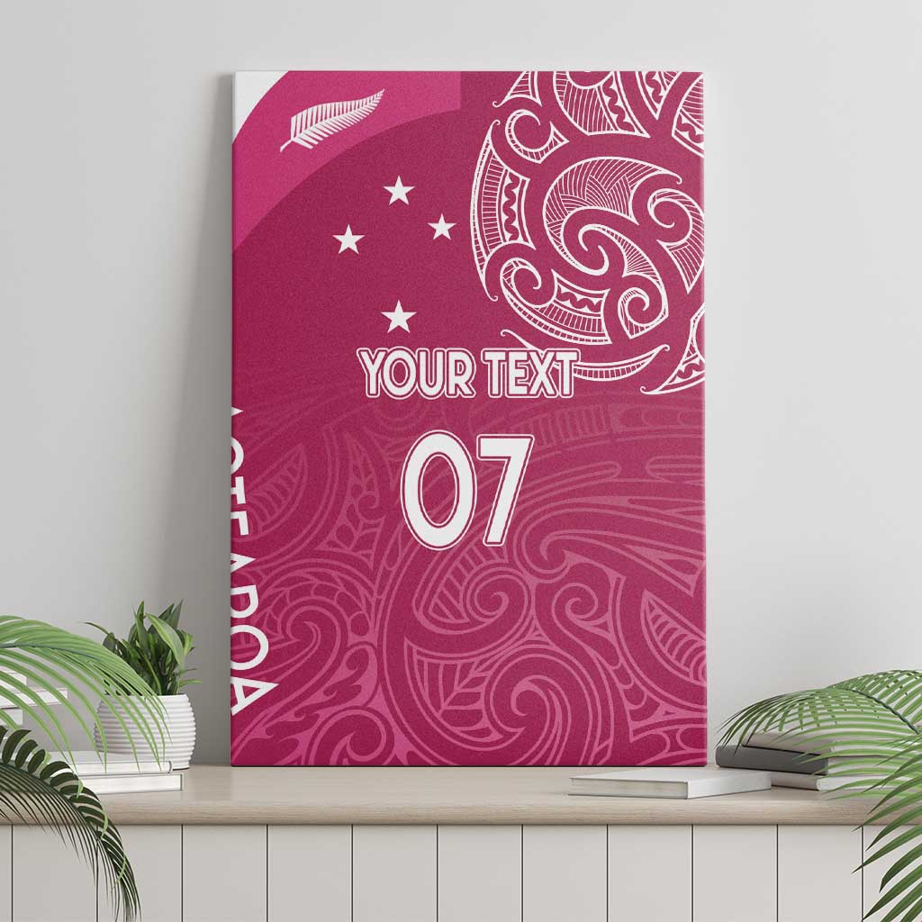 Personalised New Zealand Rugby Canvas Wall Art Aotearoa Champions - Pink Version LT7 - Polynesian Pride