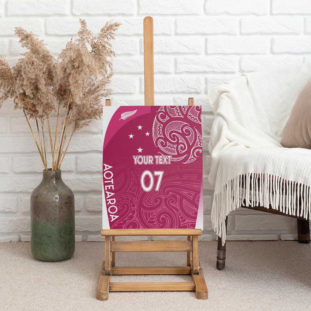 Personalised New Zealand Rugby Canvas Wall Art Aotearoa Champions - Pink Version LT7 - Polynesian Pride