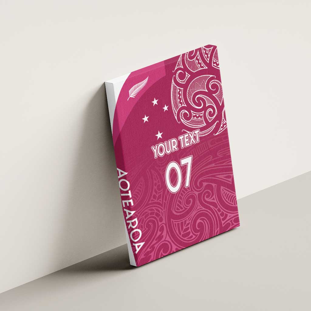 Personalised New Zealand Rugby Canvas Wall Art Aotearoa Champions - Pink Version LT7 - Polynesian Pride