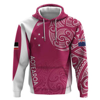 Personalised New Zealand Rugby Hoodie Aotearoa Champions - Pink Version LT7 Pullover Hoodie Pink - Polynesian Pride
