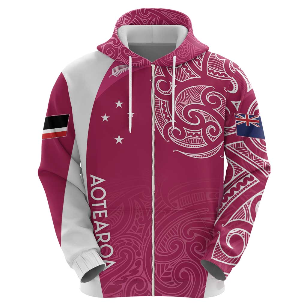 Personalised New Zealand Rugby Hoodie Aotearoa Champions - Pink Version LT7 - Polynesian Pride