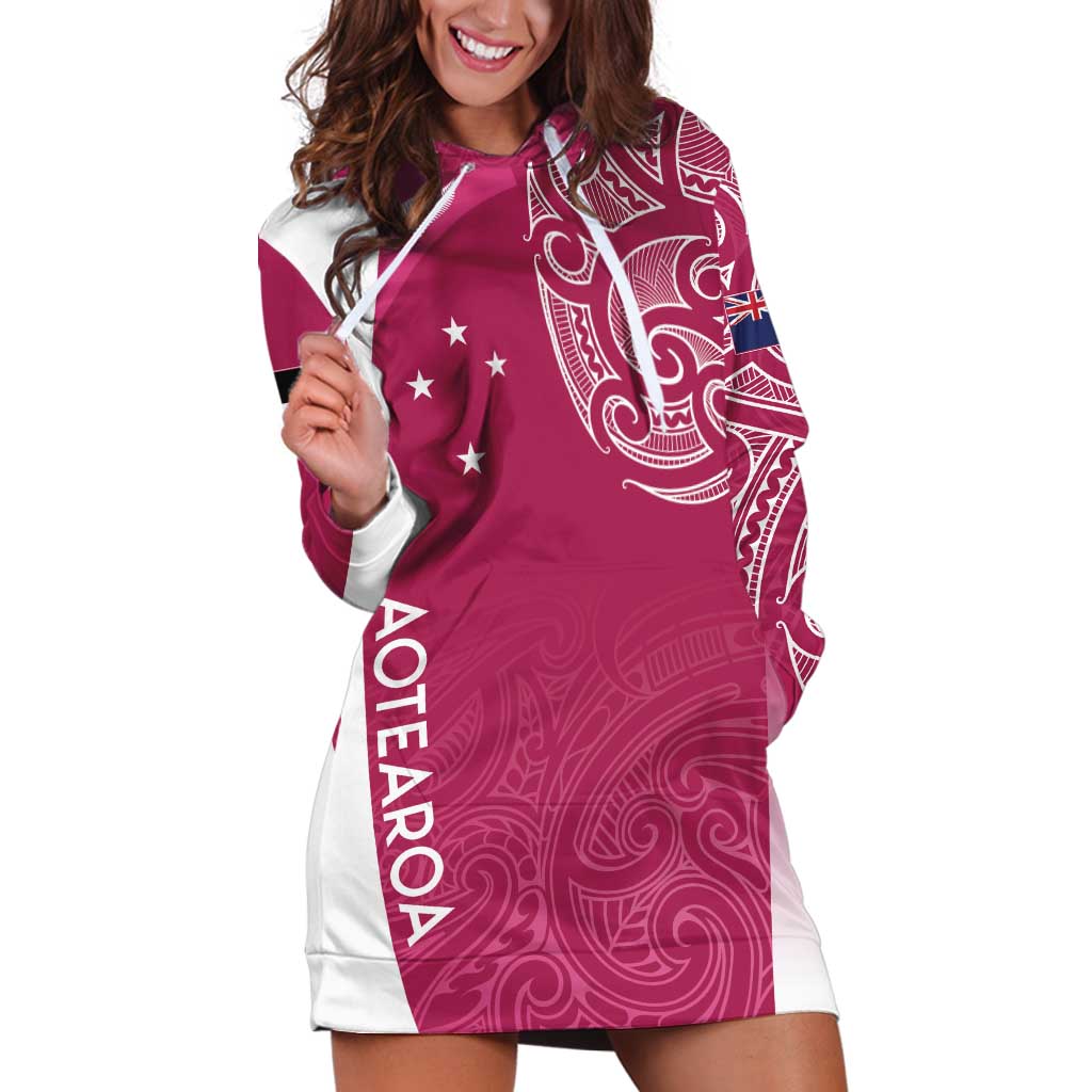 Personalised New Zealand Rugby Hoodie Dress Aotearoa Champions - Pink Version