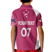 Personalised New Zealand Rugby Kid Polo Shirt Aotearoa Champions - Pink Version LT7 - Polynesian Pride