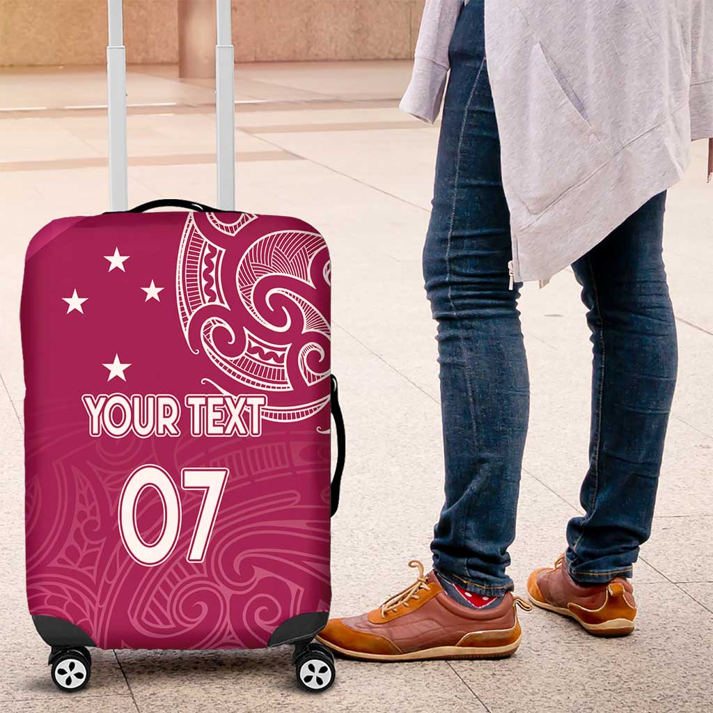 Personalised New Zealand Rugby Luggage Cover Aotearoa Champions - Pink Version LT7 Pink - Polynesian Pride