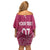 Personalised New Zealand Rugby Off Shoulder Short Dress Aotearoa Champions - Pink Version