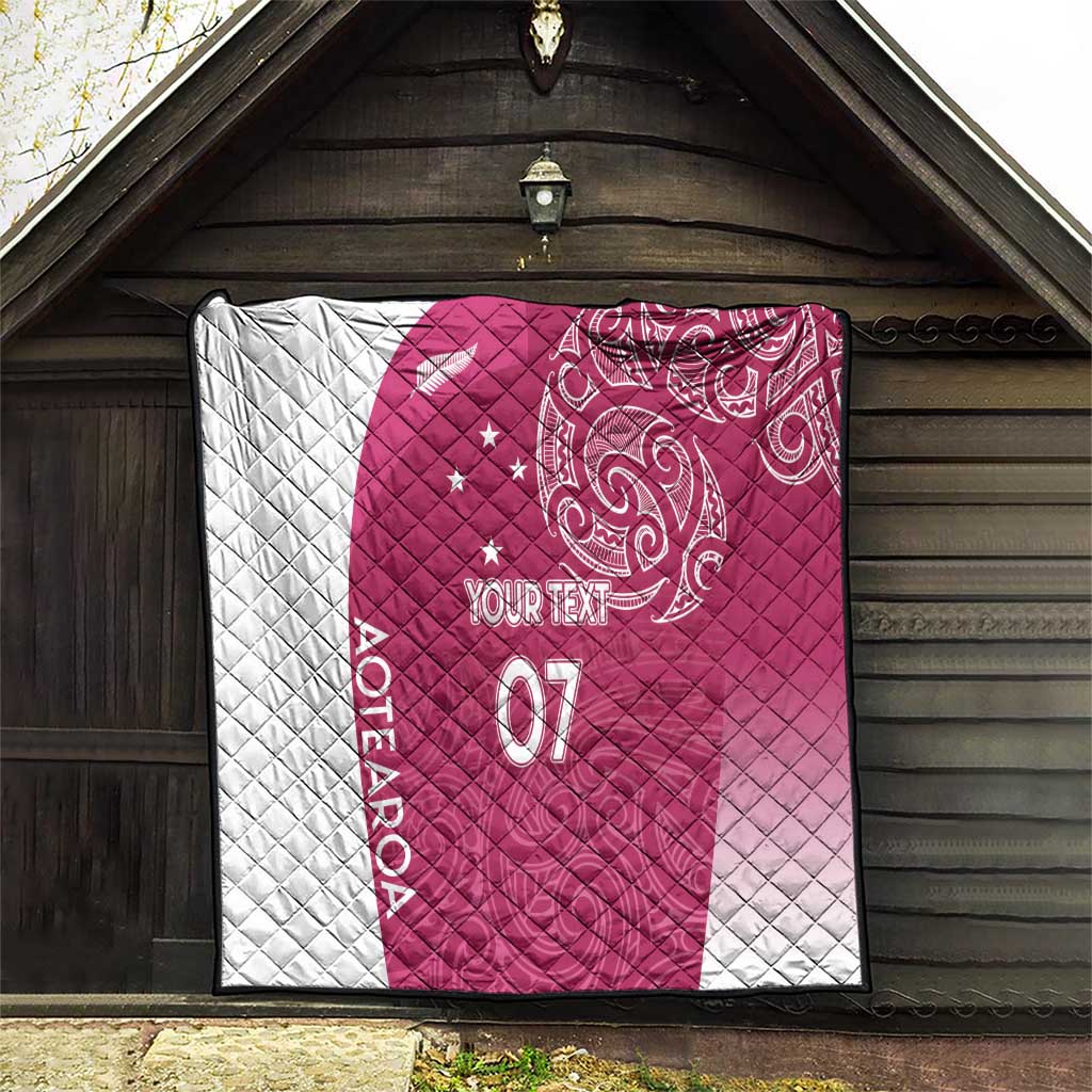 Personalised New Zealand Rugby Quilt Aotearoa Champions - Pink Version LT7 - Polynesian Pride