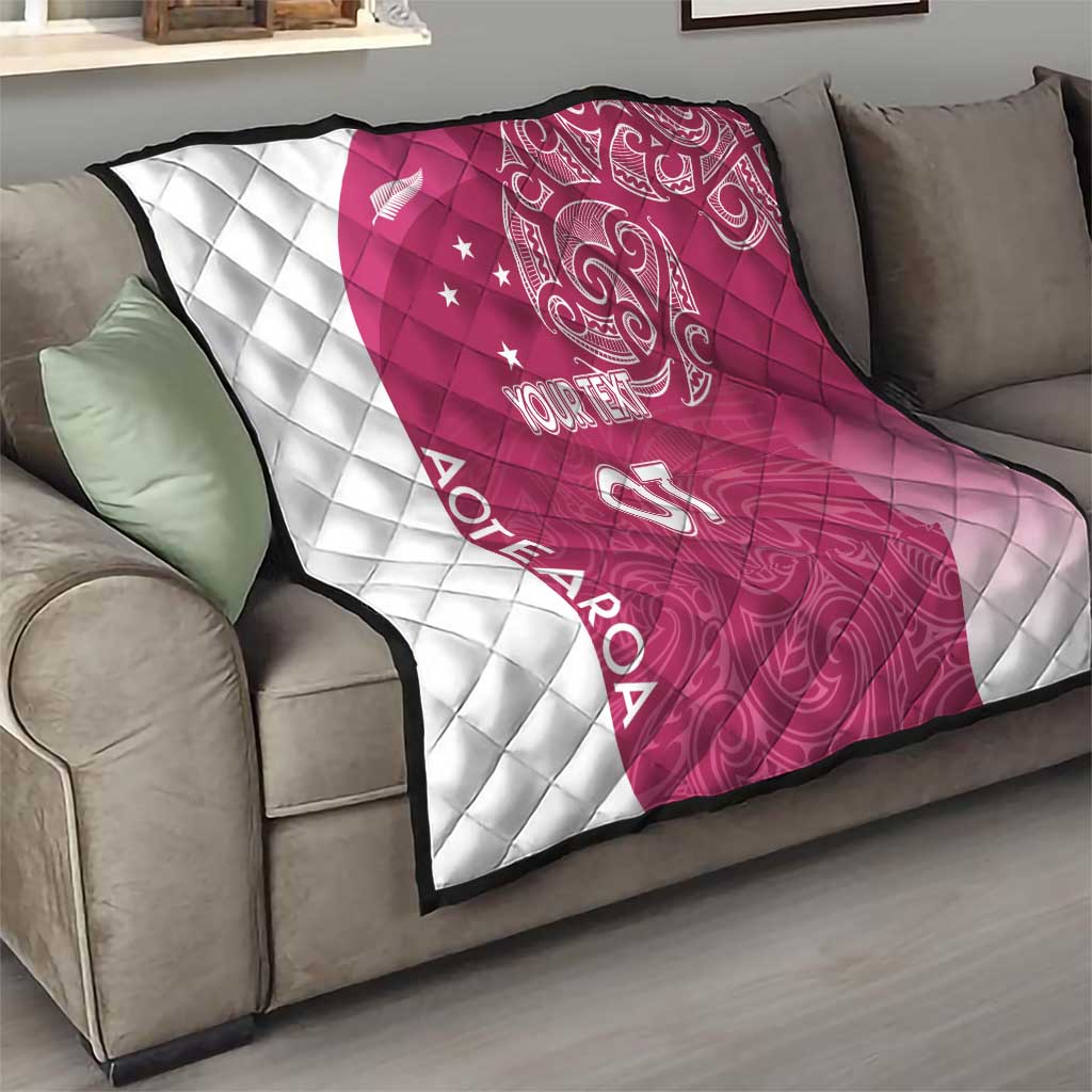 Personalised New Zealand Rugby Quilt Aotearoa Champions - Pink Version LT7 - Polynesian Pride