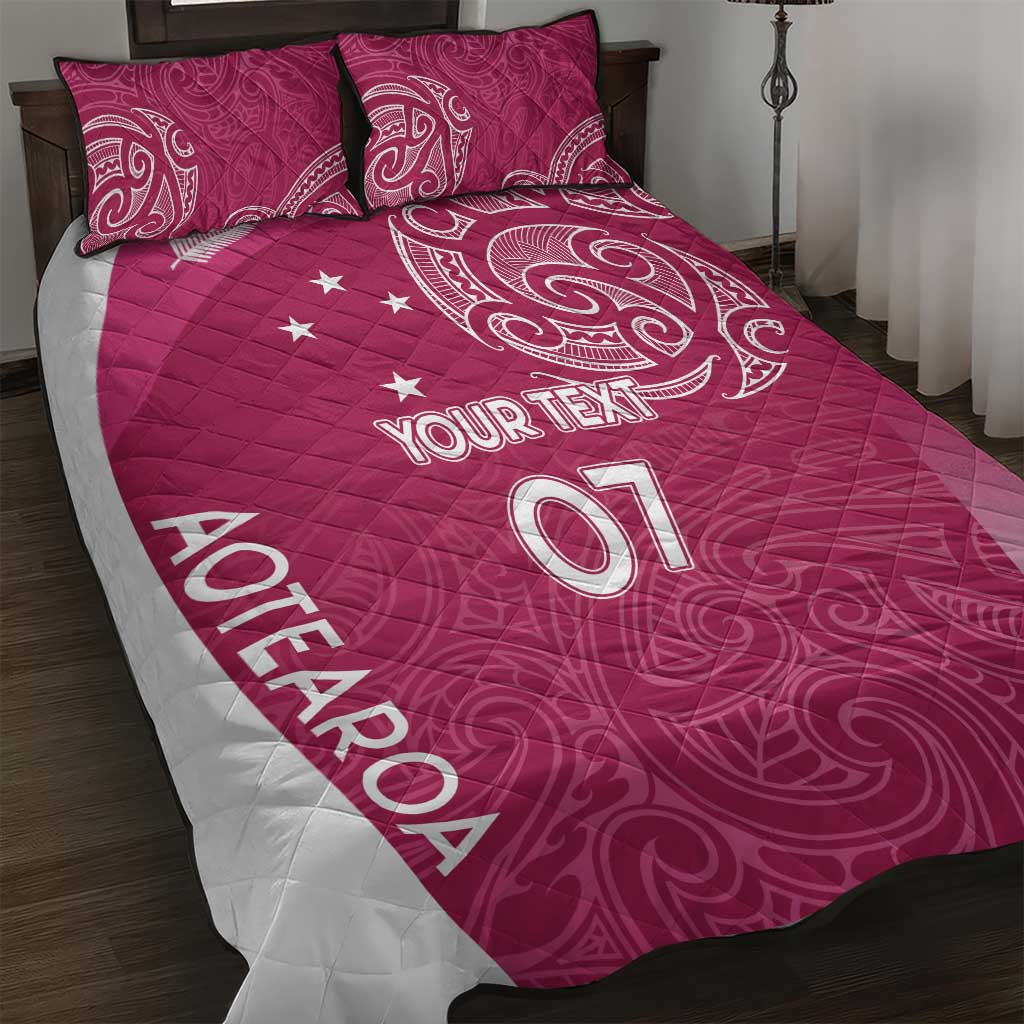 Personalised New Zealand Rugby Quilt Bed Set Aotearoa Champions - Pink Version LT7 Pink - Polynesian Pride