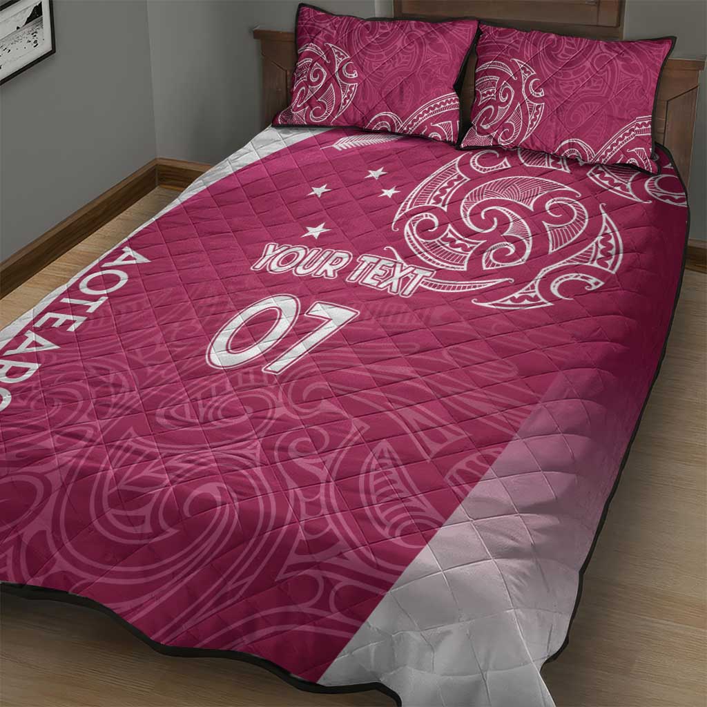 Personalised New Zealand Rugby Quilt Bed Set Aotearoa Champions - Pink Version LT7 - Polynesian Pride
