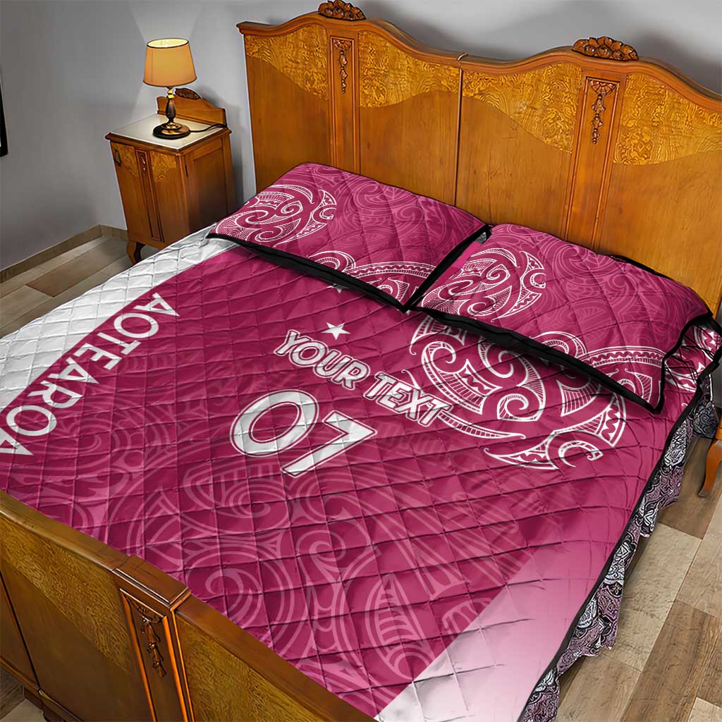 Personalised New Zealand Rugby Quilt Bed Set Aotearoa Champions - Pink Version LT7 - Polynesian Pride