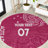Personalised New Zealand Rugby Round Carpet Aotearoa Champions - Pink Version LT7 Pink - Polynesian Pride
