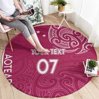 Personalised New Zealand Rugby Round Carpet Aotearoa Champions - Pink Version LT7 - Polynesian Pride