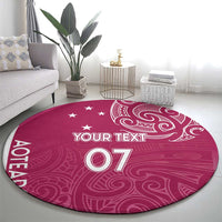 Personalised New Zealand Rugby Round Carpet Aotearoa Champions - Pink Version LT7 - Polynesian Pride