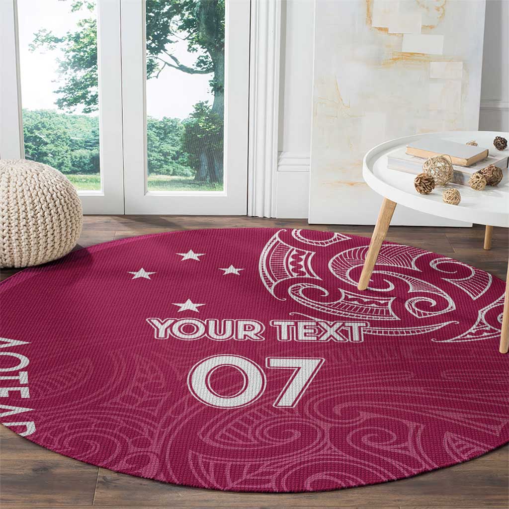 Personalised New Zealand Rugby Round Carpet Aotearoa Champions - Pink Version LT7 - Polynesian Pride