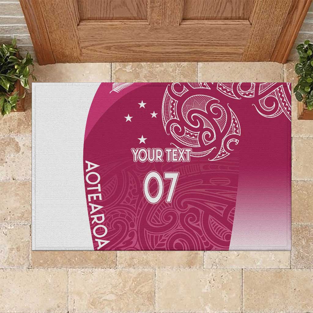 Personalised New Zealand Rugby Rubber Doormat Aotearoa Champions - Pink Version LT7 Pink - Polynesian Pride