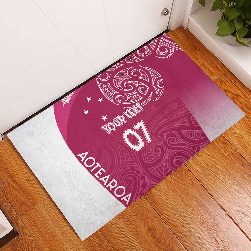 Personalised New Zealand Rugby Rubber Doormat Aotearoa Champions - Pink Version LT7 - Polynesian Pride
