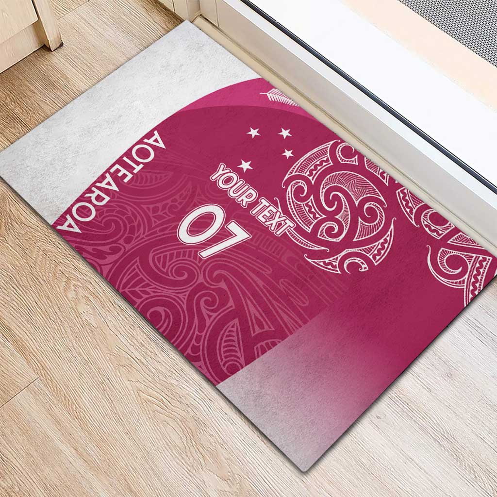 Personalised New Zealand Rugby Rubber Doormat Aotearoa Champions - Pink Version LT7 - Polynesian Pride