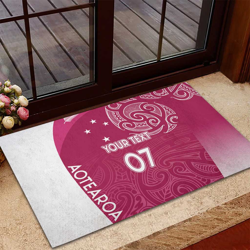Personalised New Zealand Rugby Rubber Doormat Aotearoa Champions - Pink Version LT7 - Polynesian Pride
