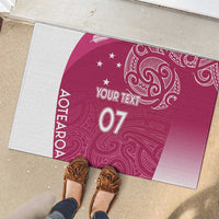 Personalised New Zealand Rugby Rubber Doormat Aotearoa Champions - Pink Version LT7 - Polynesian Pride