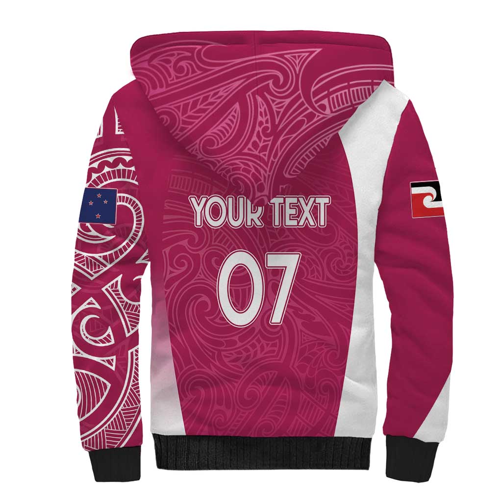 Personalised New Zealand Rugby Sherpa Hoodie Aotearoa Champions - Pink Version LT7 - Polynesian Pride