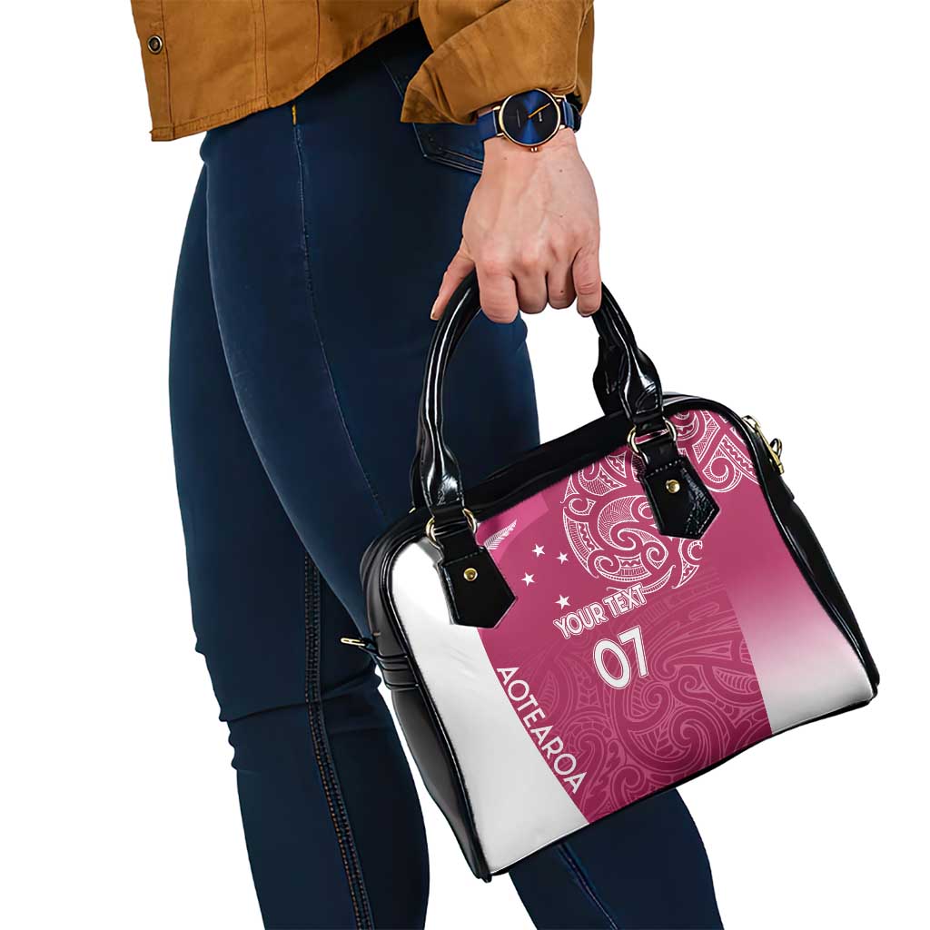 Personalised New Zealand Rugby Shoulder Handbag Aotearoa Champions - Pink Version LT7 - Polynesian Pride