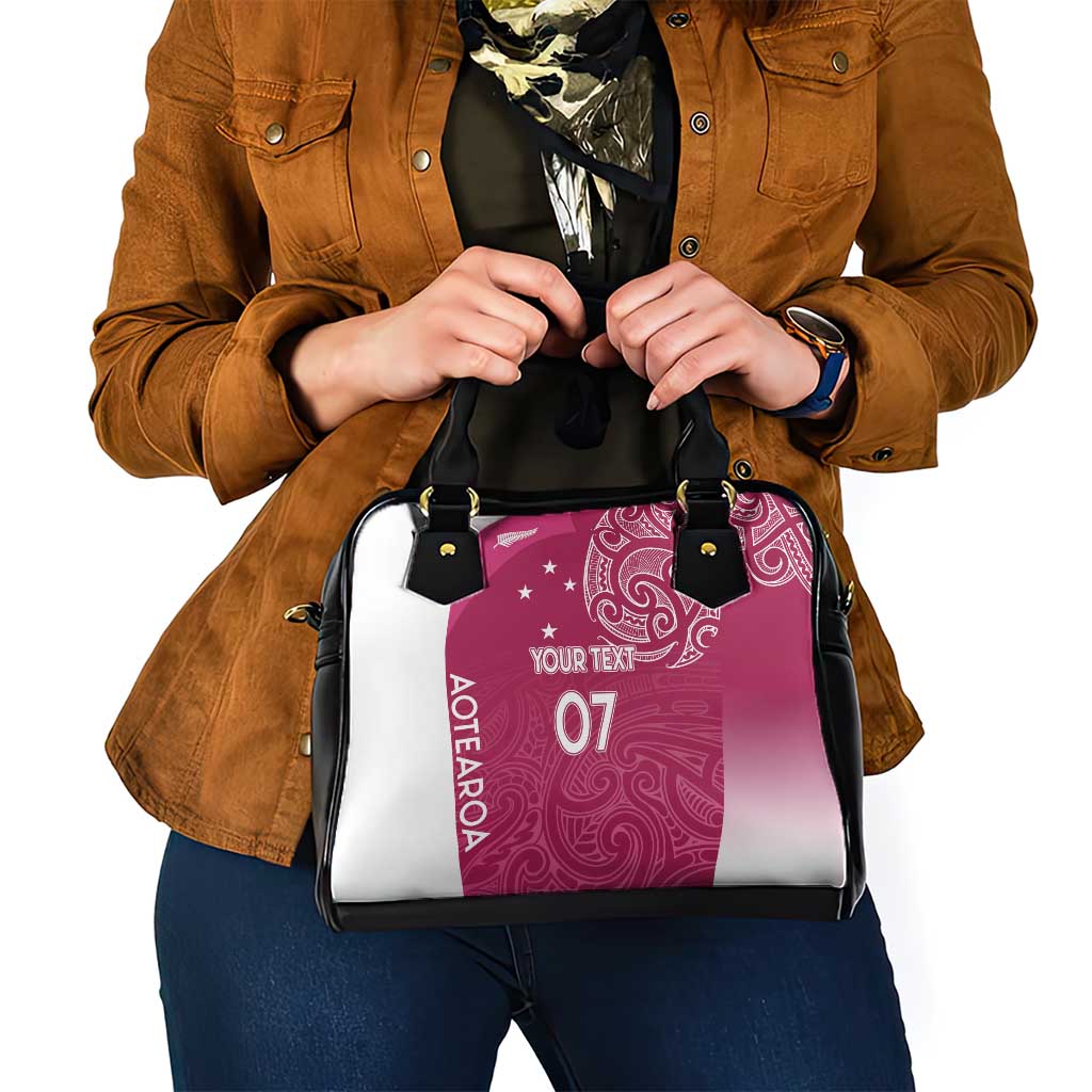 Personalised New Zealand Rugby Shoulder Handbag Aotearoa Champions - Pink Version LT7 - Polynesian Pride