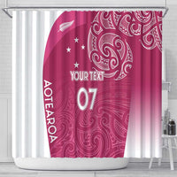 Personalised New Zealand Rugby Shower Curtain Aotearoa Champions - Pink Version LT7 - Polynesian Pride