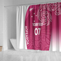 Personalised New Zealand Rugby Shower Curtain Aotearoa Champions - Pink Version LT7 - Polynesian Pride