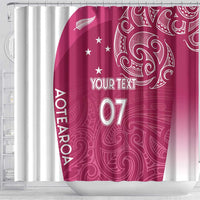 Personalised New Zealand Rugby Shower Curtain Aotearoa Champions - Pink Version LT7 - Polynesian Pride