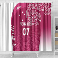 Personalised New Zealand Rugby Shower Curtain Aotearoa Champions - Pink Version LT7 - Polynesian Pride