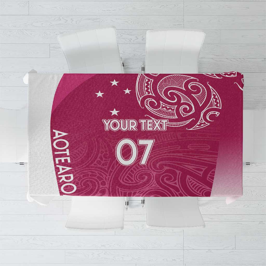Personalised New Zealand Rugby Tablecloth Aotearoa Champions - Pink Version LT7 Pink - Polynesian Pride