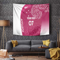 Personalised New Zealand Rugby Tapestry Aotearoa Champions - Pink Version LT7 Pink - Polynesian Pride