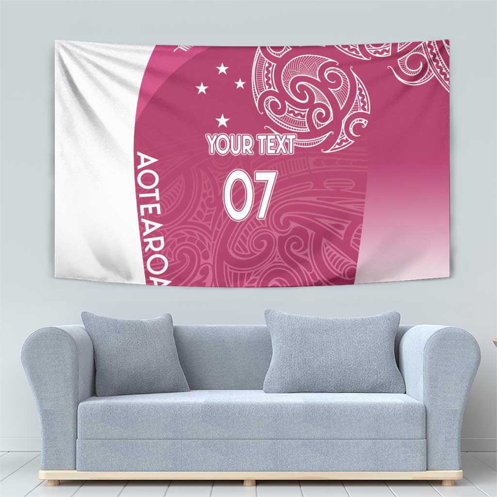 Personalised New Zealand Rugby Tapestry Aotearoa Champions - Pink Version LT7 - Polynesian Pride