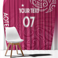 Personalised New Zealand Rugby Window Curtain Aotearoa Champions - Pink Version LT7 - Polynesian Pride