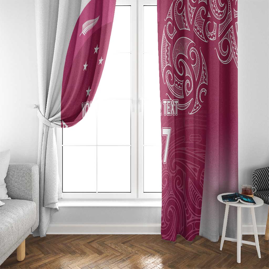 Personalised New Zealand Rugby Window Curtain Aotearoa Champions - Pink Version LT7 - Polynesian Pride