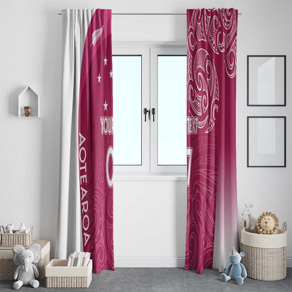 Personalised New Zealand Rugby Window Curtain Aotearoa Champions - Pink Version LT7 - Polynesian Pride