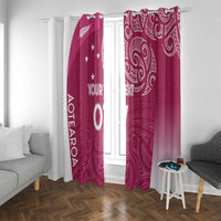 Personalised New Zealand Rugby Window Curtain Aotearoa Champions - Pink Version LT7 With Grommets Pink - Polynesian Pride