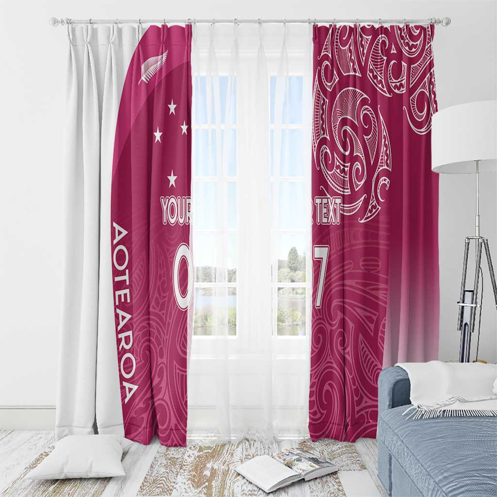 Personalised New Zealand Rugby Window Curtain Aotearoa Champions - Pink Version LT7 - Polynesian Pride