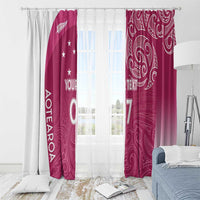 Personalised New Zealand Rugby Window Curtain Aotearoa Champions - Pink Version LT7 - Polynesian Pride