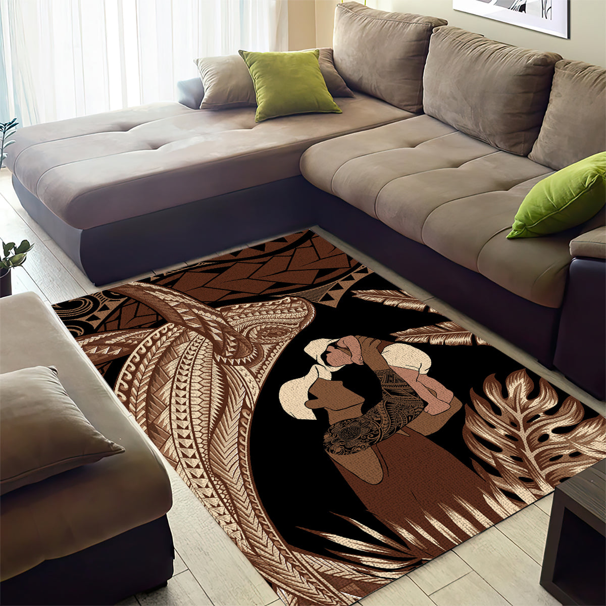 Father's Day Polynesian Pattern Area Rug Tropical Humpback Whale LT7 - Polynesian Pride