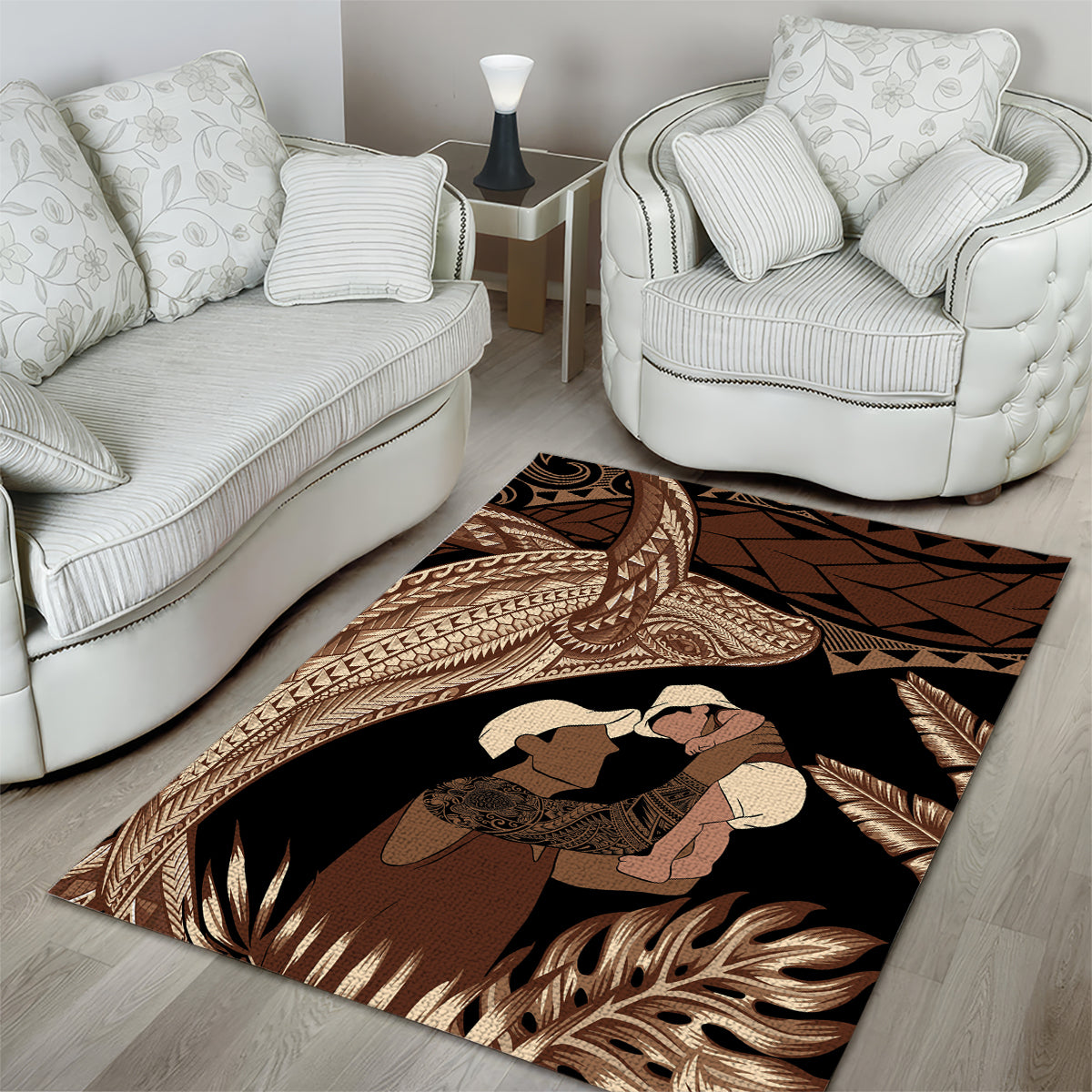 Father's Day Polynesian Pattern Area Rug Tropical Humpback Whale LT7 - Polynesian Pride