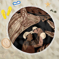 Father's Day Polynesian Pattern Beach Blanket Tropical Humpback Whale LT7 One Size 150cm Brown - Polynesian Pride