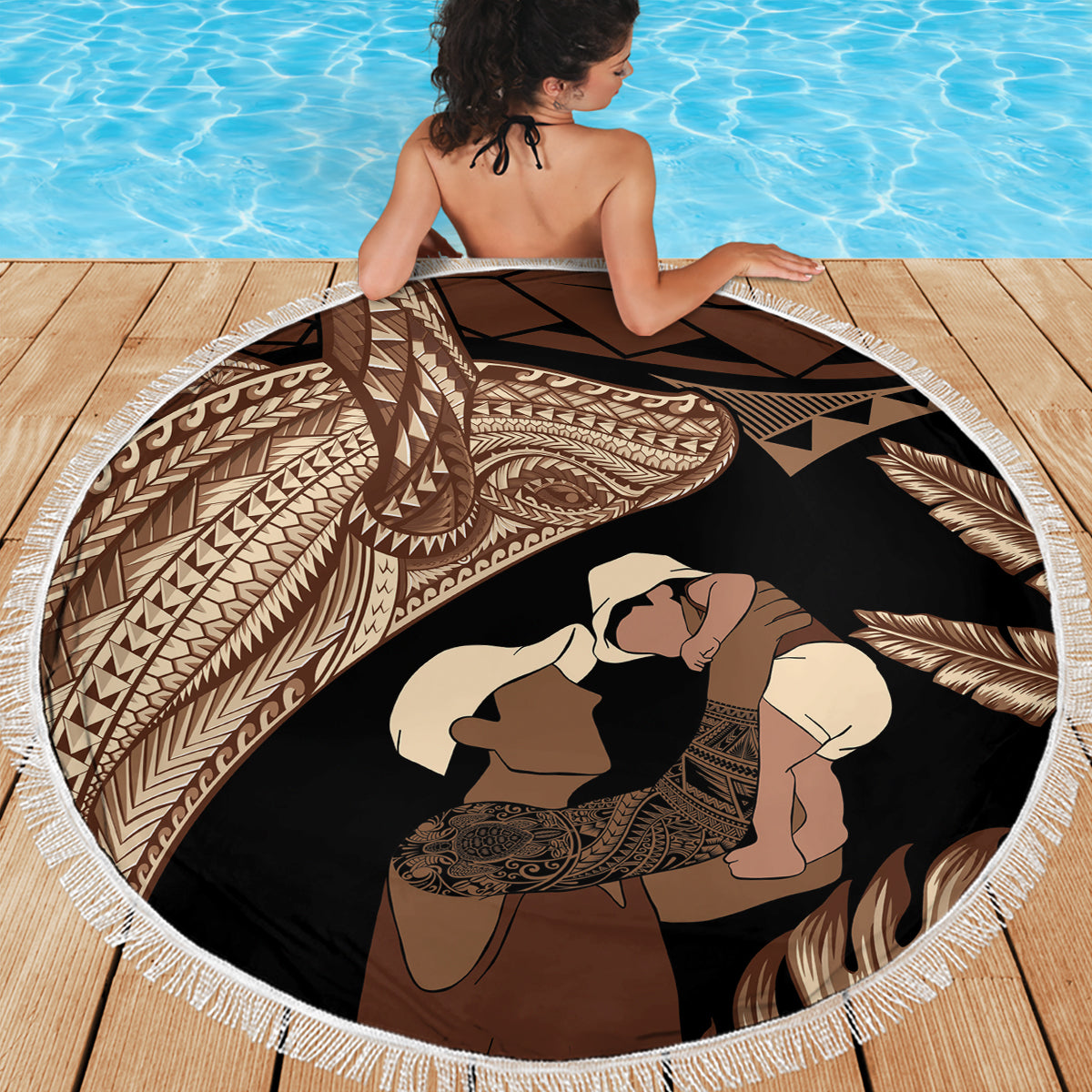 Father's Day Polynesian Pattern Beach Blanket Tropical Humpback Whale LT7 - Polynesian Pride