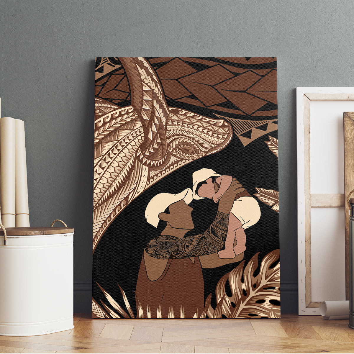 Father's Day Polynesian Pattern Canvas Wall Art Tropical Humpback Whale LT7 - Polynesian Pride