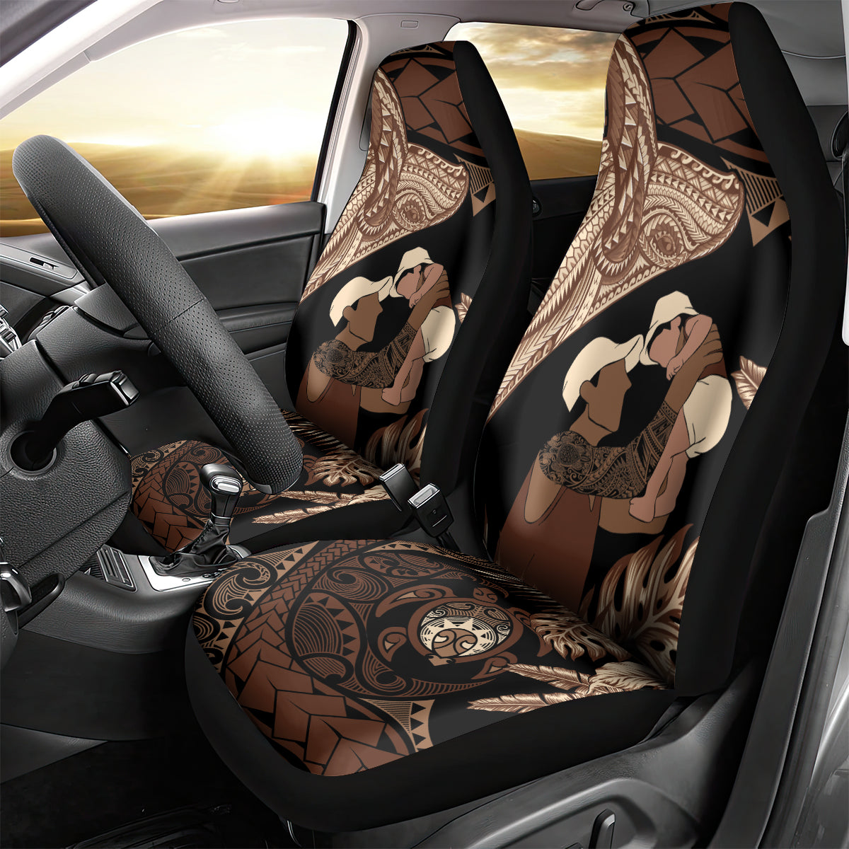 Father's Day Polynesian Pattern Car Seat Cover Tropical Humpback Whale LT7 - Polynesian Pride
