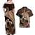 Father's Day Polynesian Pattern Couples Matching Off Shoulder Maxi Dress and Hawaiian Shirt Tropical Humpback Whale