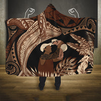 Father's Day Polynesian Pattern Hooded Blanket Tropical Humpback Whale LT7 One Size Brown - Polynesian Pride