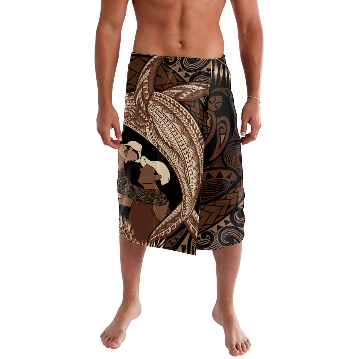 Father's Day Polynesian Pattern Lavalava Tropical Humpback Whale LT7 Brown - Polynesian Pride